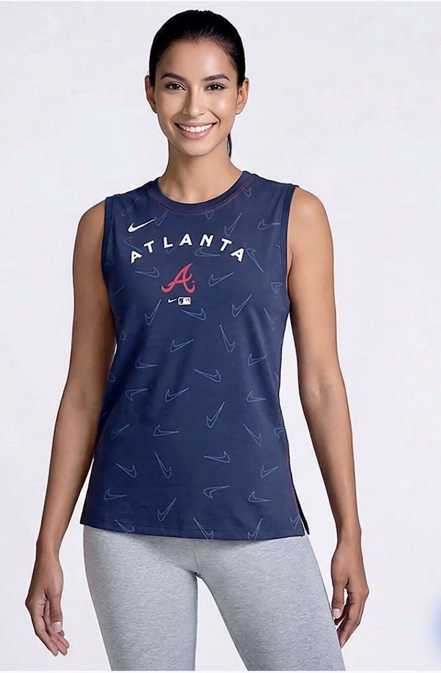 NIKE Women's Atlanta Braves Team Tech Muscle Tank Top - Medium - NWT